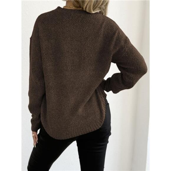 Textured Knit Relaxed Fit Round Neck Sweater - Picture 5 of 16